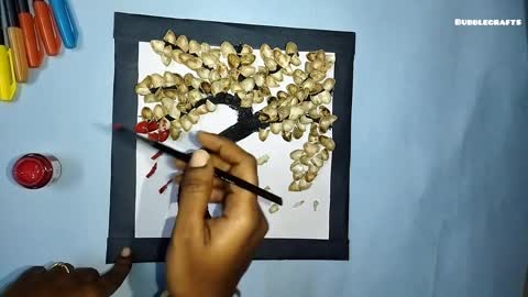 Best out of waste unique peanut shell crafts|groundnut shell wall frame|peanut reuse ideas
