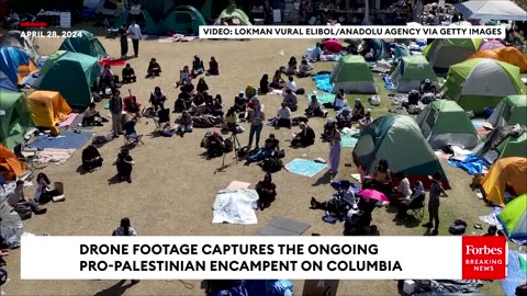Drone Footage Captures The Pro-Palestinian Encampments Still Going On Columbia University's Campus