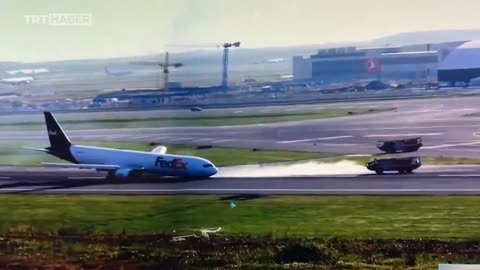 FedEx Boeing cargo plane lands in Istanbul without front wheels