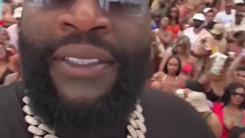 Rick Ross listening to Kendrick Lamar's 'Not Like Us' at a Vegas pool party 👀👀👀
