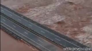 Before and after a river in the city of Lajeado, Brazil reaches a level of 30 meters