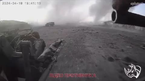 Footage showing the burning of a russian tank by soldiers of the 58th