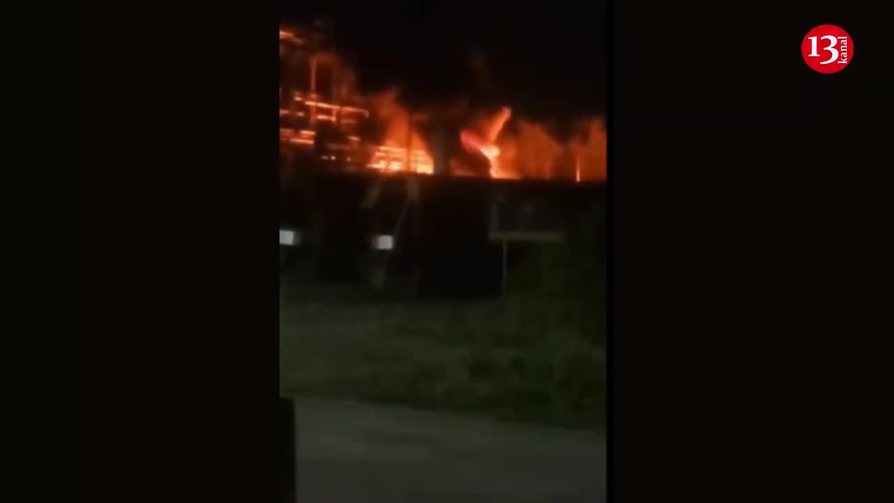 Fierce fire at oil refinery in Russia after drone strike