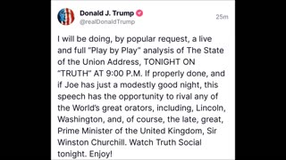 President Trump tonight on Truth Social @ 9pm
