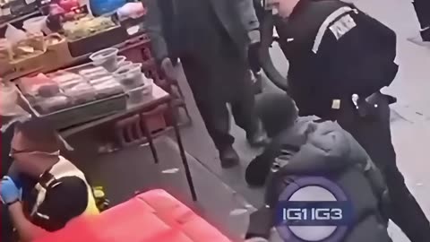 An immigrant hits cops with a bike then gets beat down by an old man.