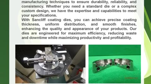 Transform Your Manufacturing Process with Sancliff's Precision Coating Dies