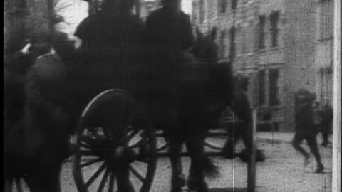 Horse-Drawn Police Patrol Wagon (1897 Original Black & White Film)