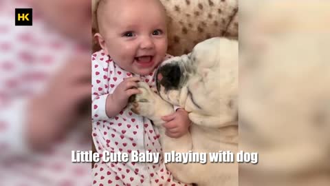 Cute Little Baby Playing with dog | Funny Video