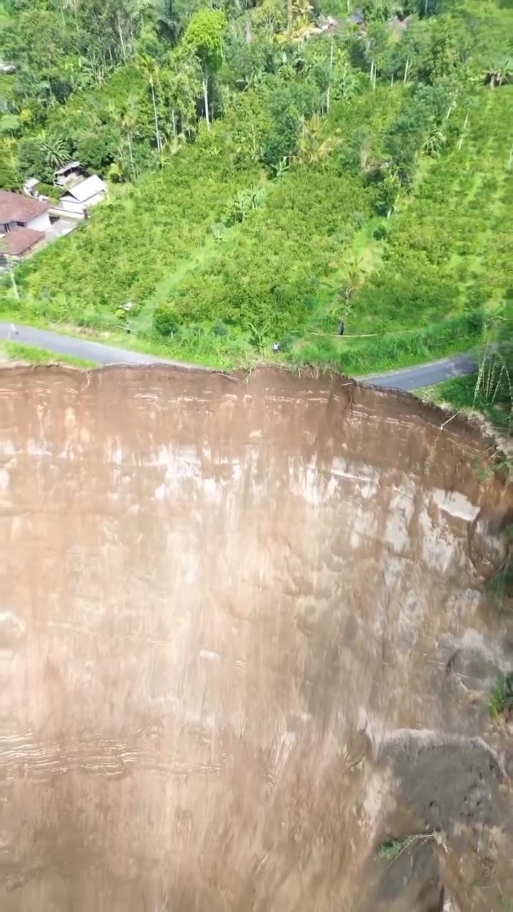 Aerial footage of a massive landslide.