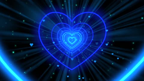 233. Heart Tunnel Background💙Blue Animation Video Neon Heart Heart