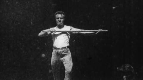 Athlete With Wand, Leçon De Baton (1894 Original Black & White Film)