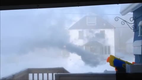 Shooting boiling water from a water gun in extremely cold weather.