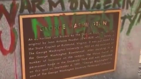 USA must arrest & deport people defacing the statue of George Washington