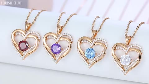 LOUISA SECRET Love Heart Birthstone Necklaces for Women Buy Now