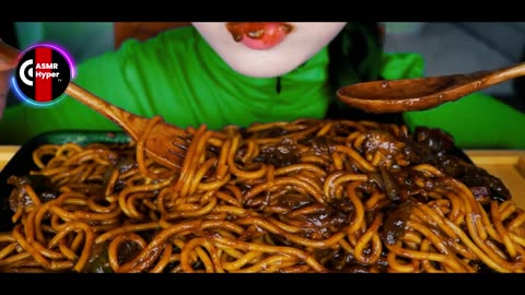 ASMR MUKBANG | black bean noodles, Korean 짜장면, spicy Korean food recipe, eating
