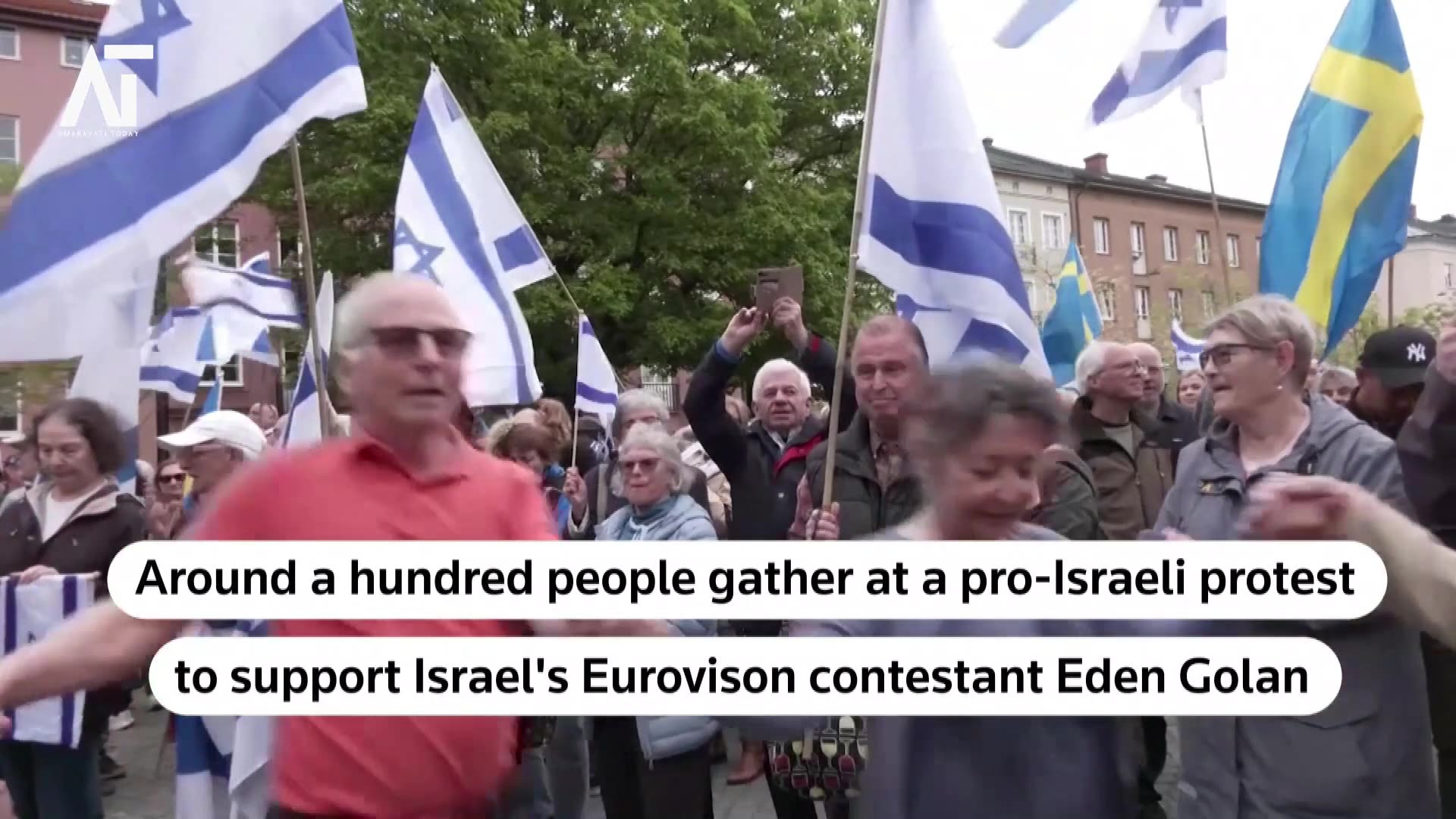 Pro Israeli Protesters Rally for Eurovision 2024 Contestant in Malmo | Amaravati Today
