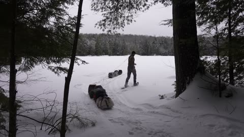 3 Days Winter Camping on Half Frozen Lakes in Snowstorm