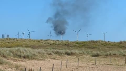 Scroby Sands wind turbine on fire