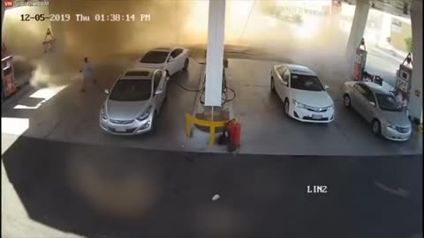 Underground gas station tank explosion
