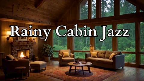 Explore a Cozy Cabin with Relaxing Jazz Music - Fireplace Sounds and Rain Sounds for Relieve Stress