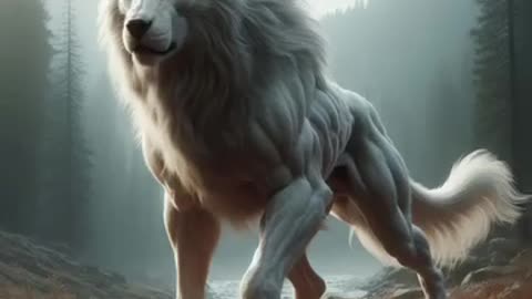 fusion between lion and wolf