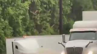 VIDEO shows moment big rig is swept away by flood waters on fwy in Livingston, TX