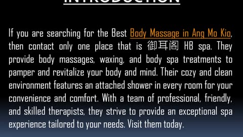 One of the Best Body Massage in Ang Mo Kio