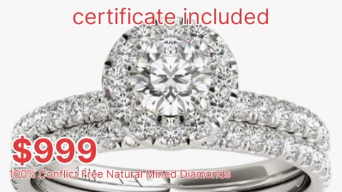 Natural Diamonds Wedding Ring Bridal Set AGS Certified 14K White Gold 1.00 Ct. tw. GH/SI2-I1