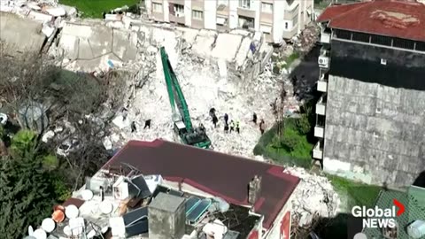 Drone video shows scale of devastation in Turkey, Syria following deadly earthquake