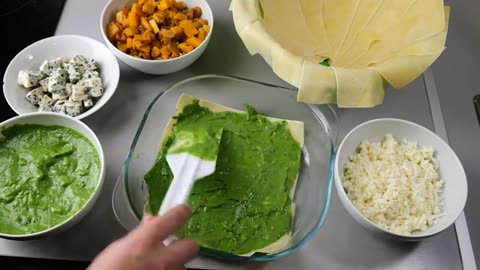 Lasagna with Pumpkin. Sauce with Spinach. Simple Lasagna Recipe