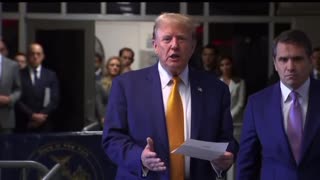 President Trump makes statement before going into the courtroom