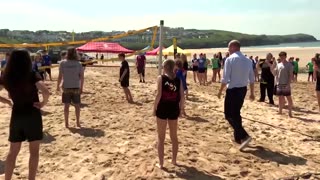 Prince William joins volleyball game in Cornwall