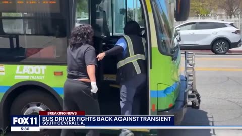 USA: Bus Driver Fight Back Against Transient in Los Angeles!