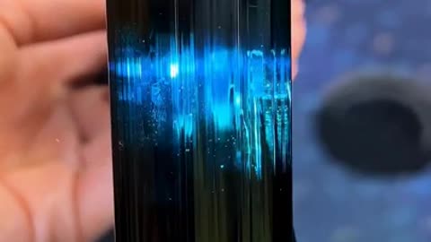 Phenomenal Tourmaline Crystal~At First It Appears Black As A Pitch But When Illuminated It Shows A Vibrant Color From Lush Green To Dreamy Cobalt Blue