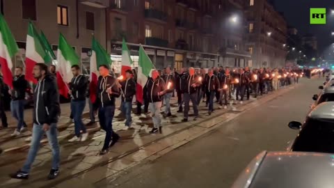 NAZI salutes in milan italy"