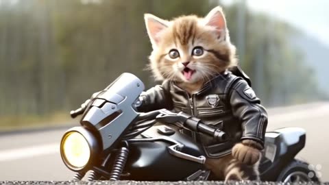 Cat with Motorcycle