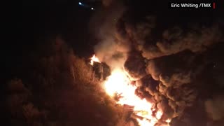 Train derailment in Ohio triggers massive fire, evacuations