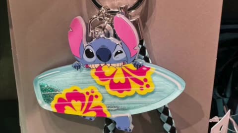 Disney Parks Stitch Biting a Surfboard Wristlet Keychain #shorts