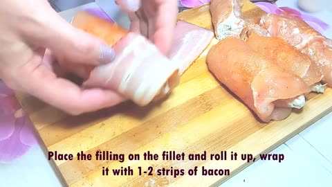 Chicken roll with bacon has an incredible combination of flavors