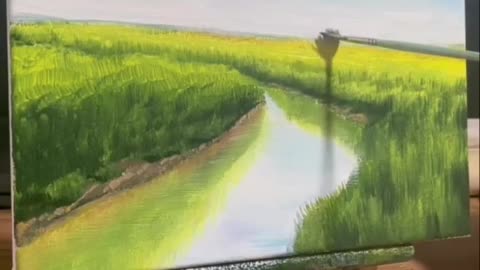 How to draw a natural scenery painting with poster color.