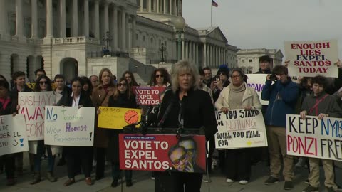 Constituents from Rep. Santos' NY district form non-partisan protest outside of Capitol