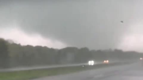 Large tornado of Highway 131 just South of Kalamazoo, Michigan 5-7-2024