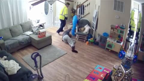 Security Footage Captures Mom's Epic Wipeout