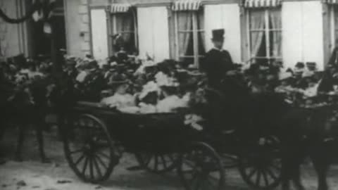 Battle Of The Flowers & Float Parade, Bataille De Fleurs, Montreux (1897 Black & White Film)