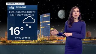 Clouds, snow showers move in overnight