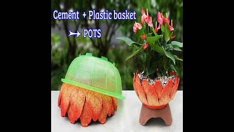 Amazing ideas from cement and plastic basket - Simple way to have beautiful and unique pots at home
