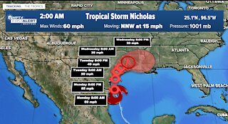 Tropical Storm Nicholas heading to Texas, two tropical waves could develop