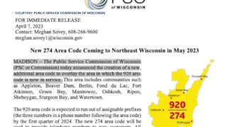 New area code coming to Northeast Wisconsin