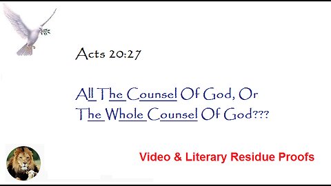 Acts 20:27 The Whole Counsel Of God Supernatural Bible Change