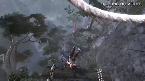 ROLLING OFF A CLIFF! - Tomb Raider Definitive Edition stunt